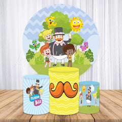 Lofaris Lovely Cartoon Family Outdoor Spring Circle Backdrop Kit