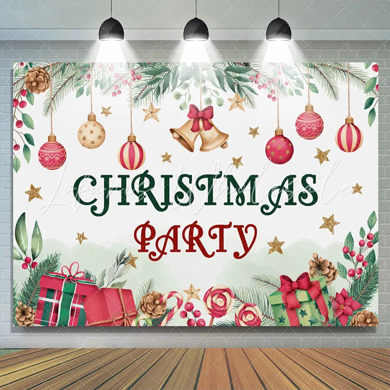 Lofaris Lovely Christmas Balls Gifts And Trees Holiday Backdrop