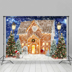 Lofaris Lovely Gingerbread House and Snowman Christmas Backdrop