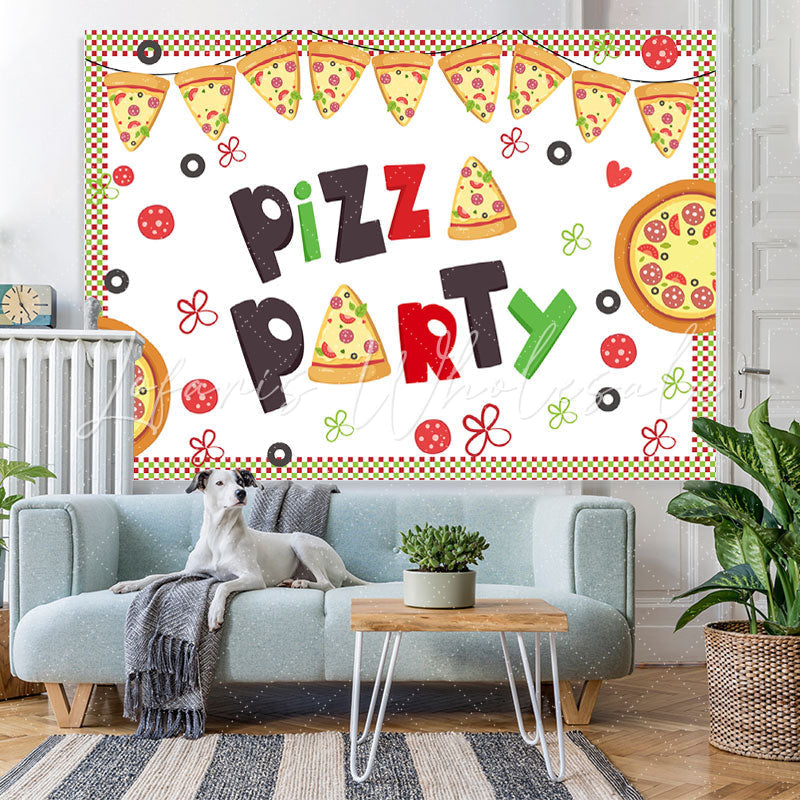 Lofaris Lovely Tomato Pizza Party Themed Birthday Backdrop