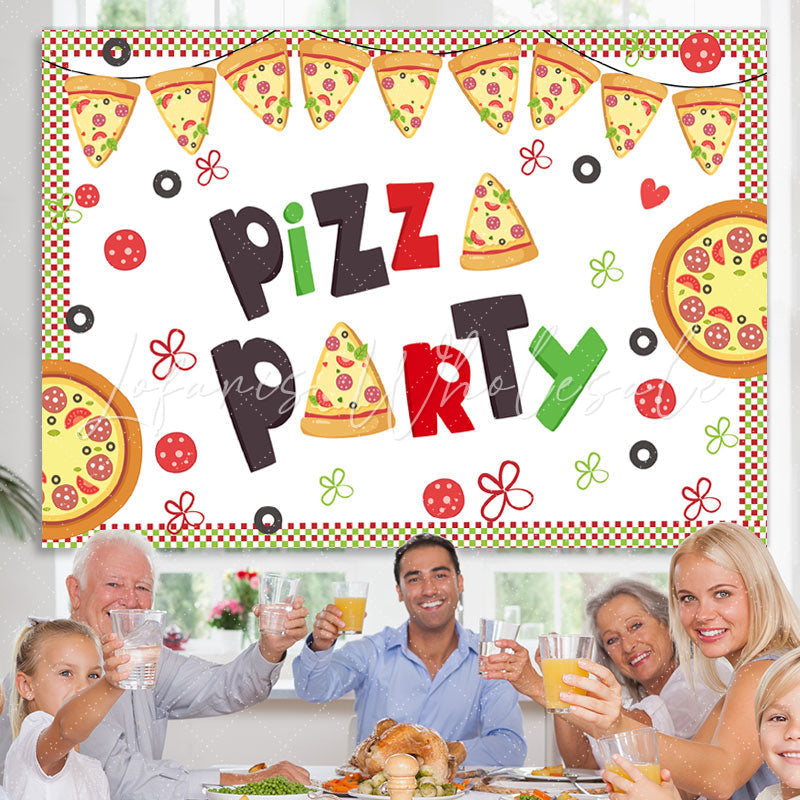 Lofaris Lovely Tomato Pizza Party Themed Birthday Backdrop