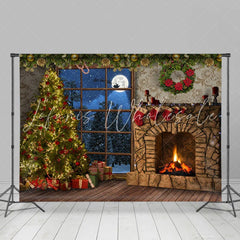 Lofaris Lovely Warm Christmas Snowy Night Holiday Backdrop
