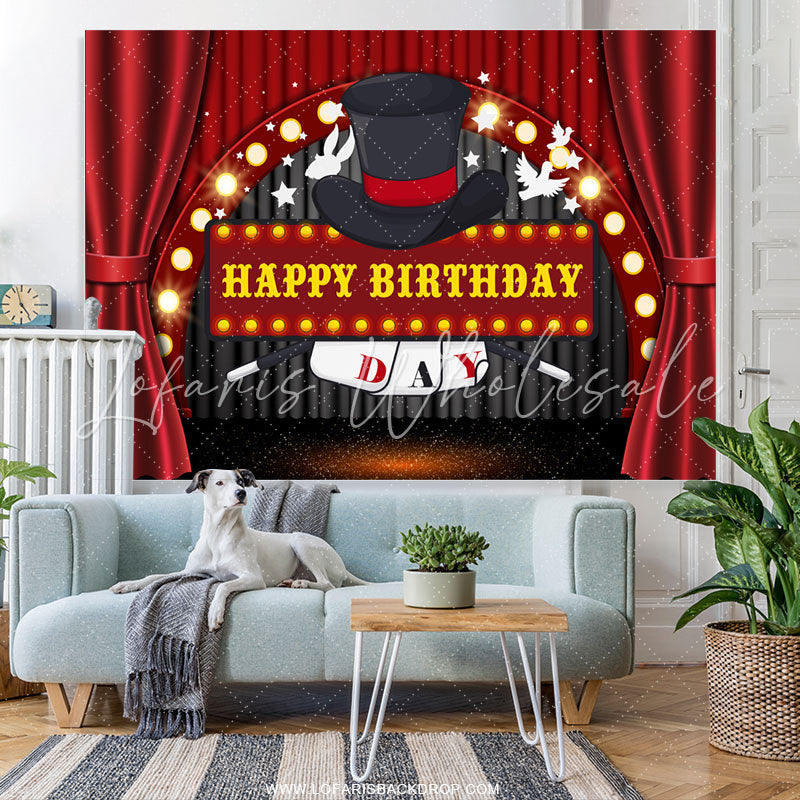 Lofaris Magical Card Dove Stage Theme Happy Birthday Backdrop
