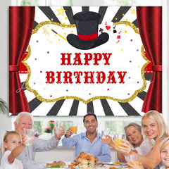 Lofaris Magical Cards Curtain Themed Happy Birthday Backdrop