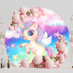 Magical Unicorn Fantasy Round Backdrop For Whimsical Celebrations