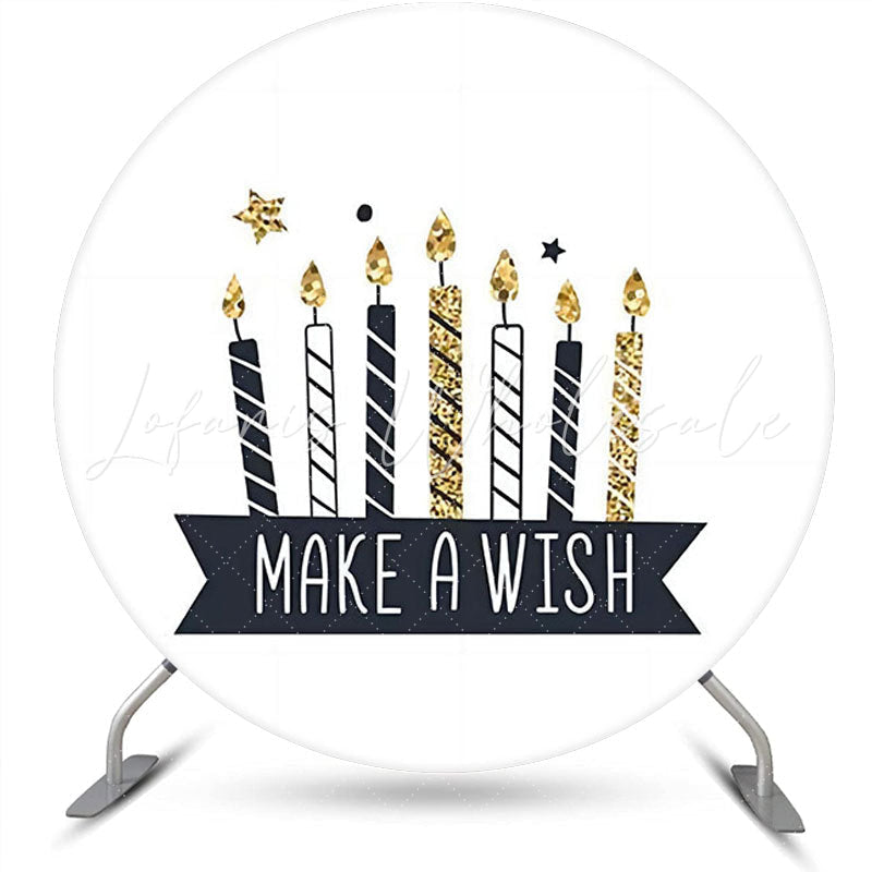 Lofaris Make A Wish Black Candles Round Birthday Backdrop
