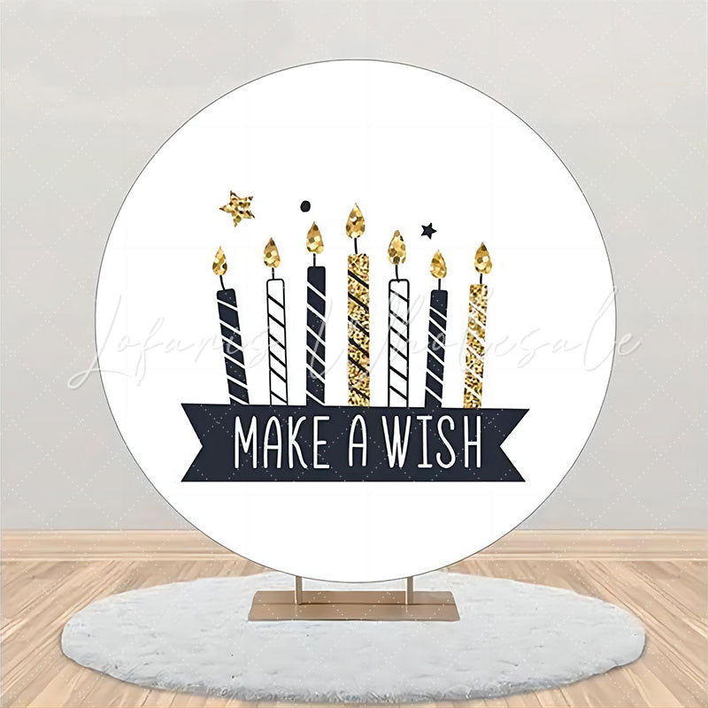 Lofaris Make A Wish Black Candles Round Birthday Backdrop
