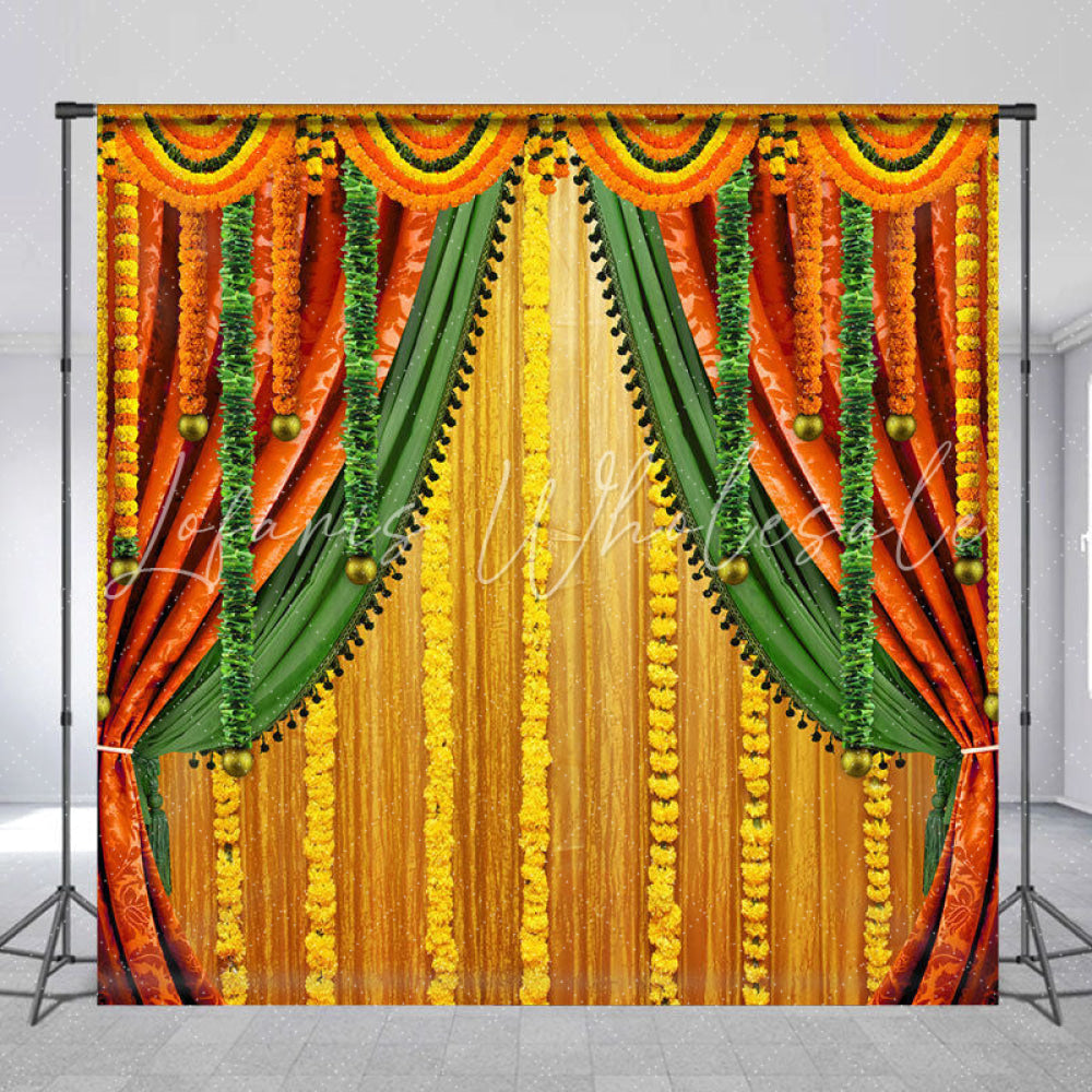 Lofaris Marigold streamer Indian Macrame Wedding Backdrop