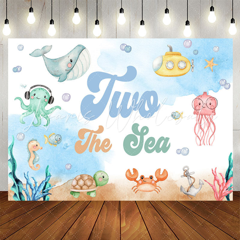 Lofaris Marine Animals Sea 2nd Birthday Backdrop For Boy