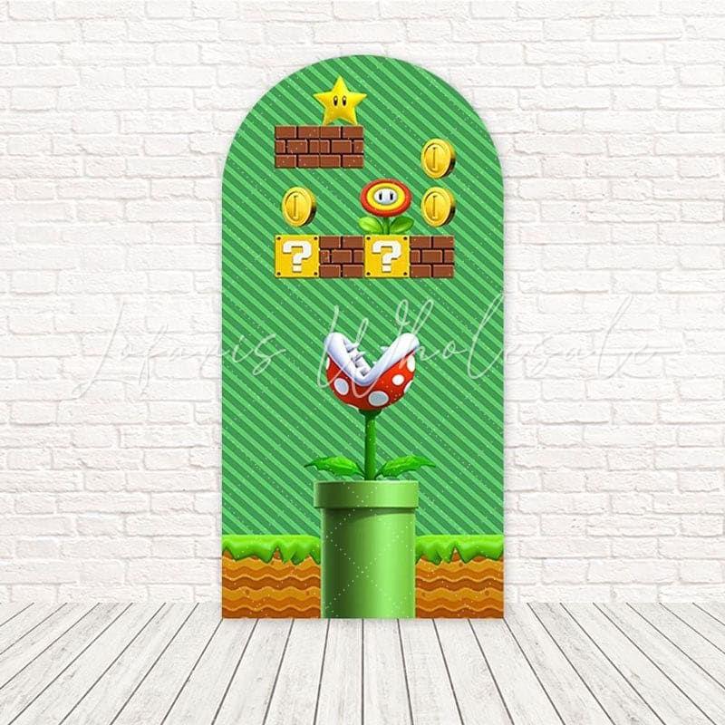 Mario Games Party Arch Backdrop for Fun-Filled Gaming Event Celebrations