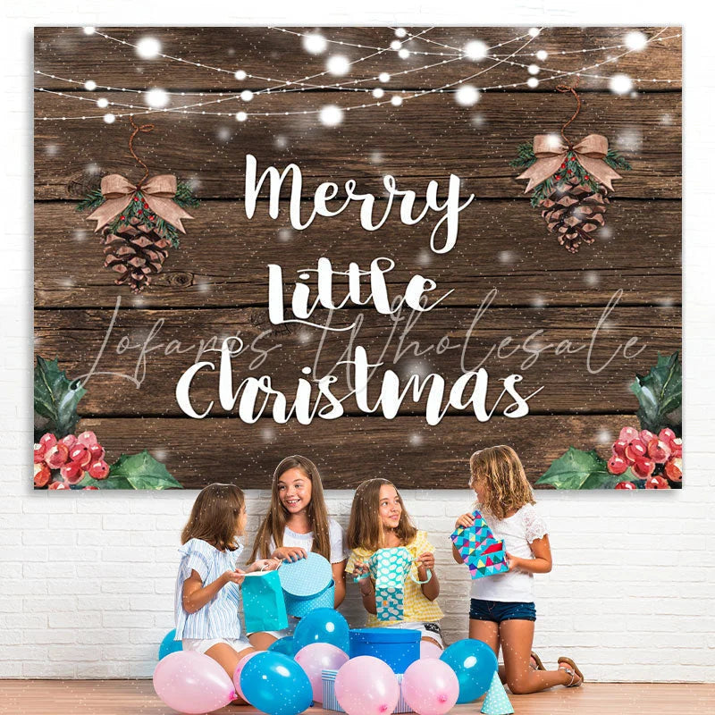 Lofaris Marry Little Christmas Dark Wood Backdrop