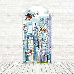 Marvel Comics Buildings Urban Superhero Arch Backdrop For Comic Event
