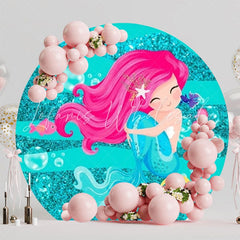 Mermaid Ocean Fantasy Round Backdrop For Underwater Party Theme