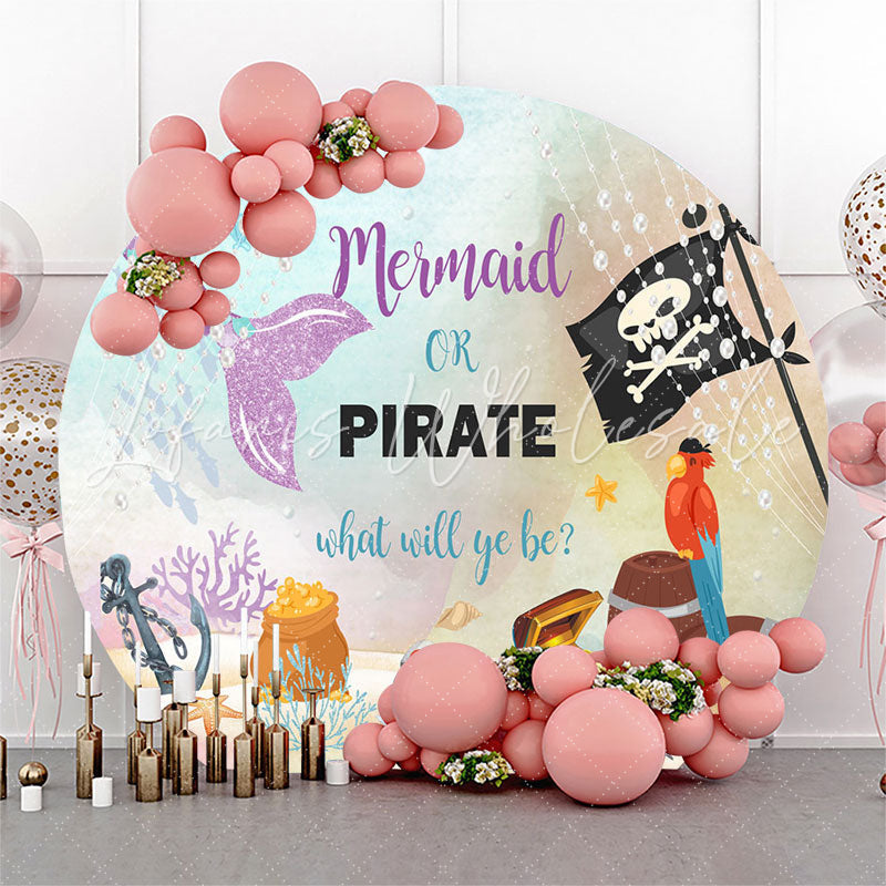 Lofaris Mermaid Or Pirate Circle Gender Reveal Backdrop