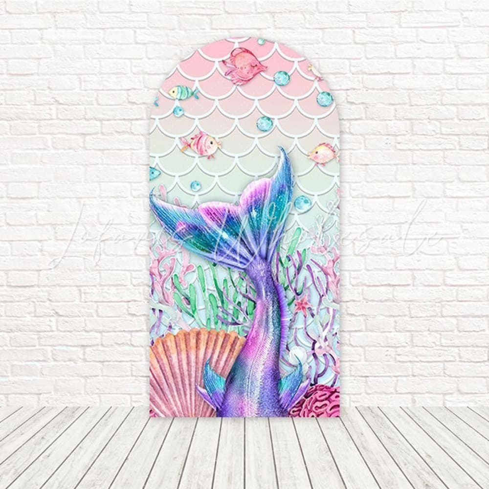 Mermaid Scales Ocean Sparkle Arch Backdrop For Underwater Party