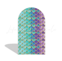 Mermaid Theme Happy Birthday Party Arch Backdrop Wall Cloth Cover