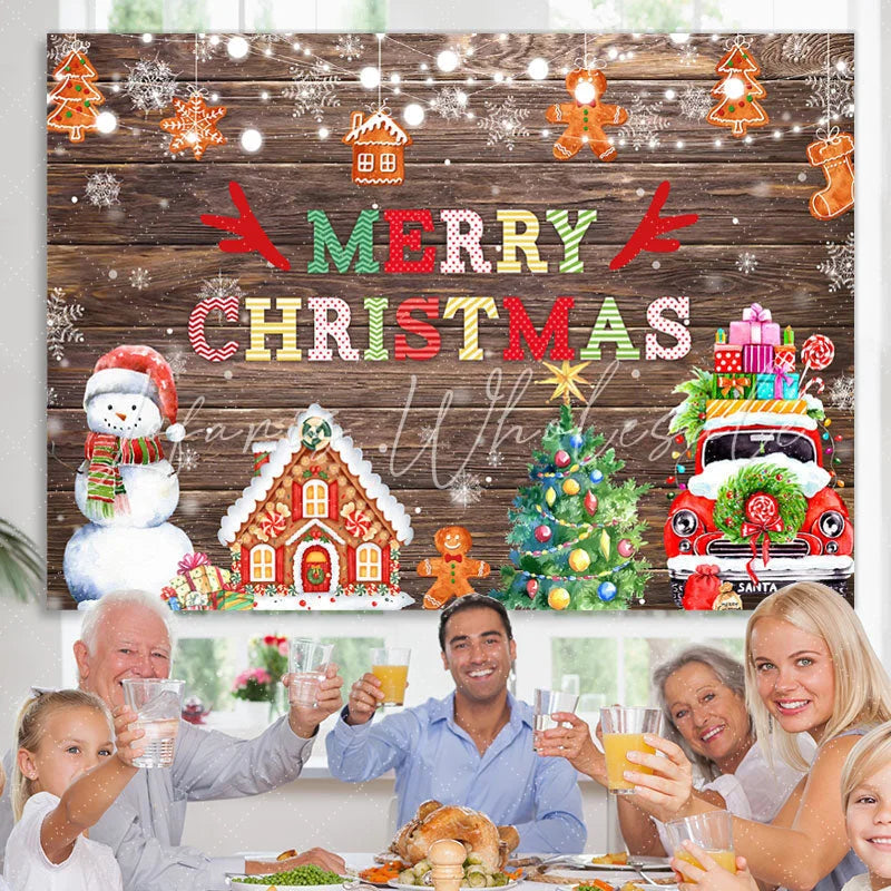 Lofaris Merry Christmas Celebration Wooden Photoshoot Backdrops for Party