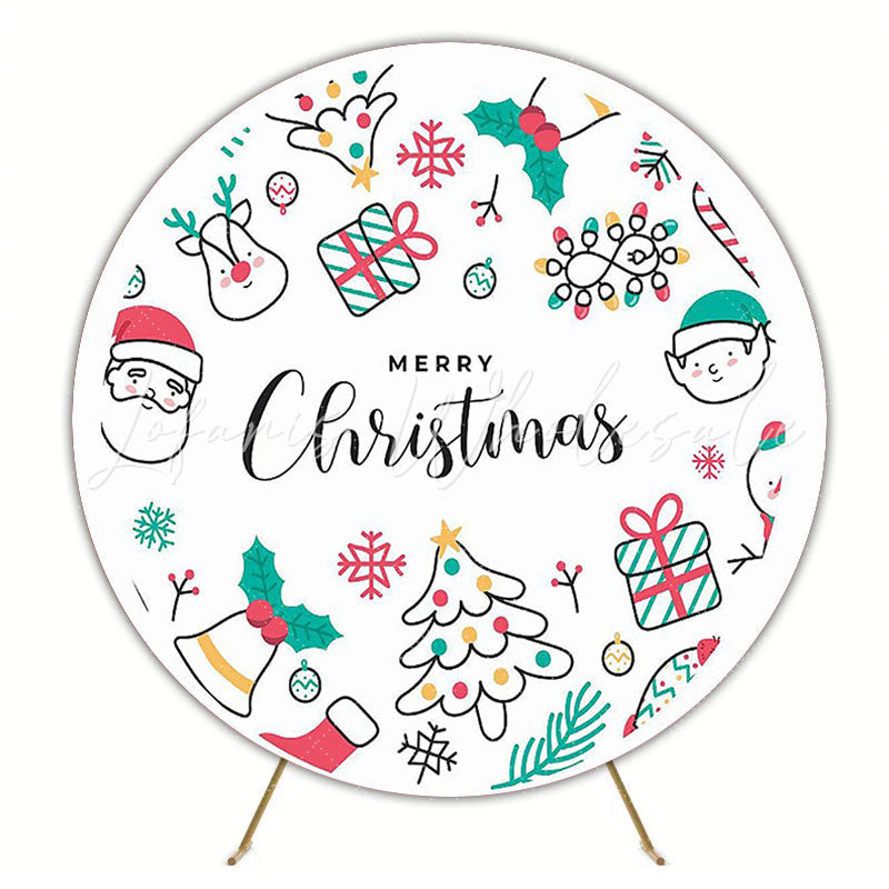 Merry Christmas Round Backdrop for Holiday Celebration