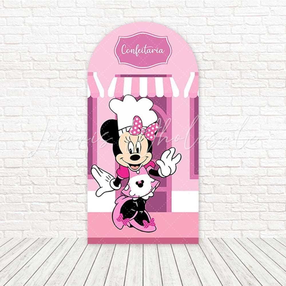 Minnie Bakery Sweet Pink Treat Arch Backdrop For Dessert Party Fun