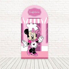 Minnie Bakery Sweet Pink Treat Arch Backdrop For Dessert Party Fun