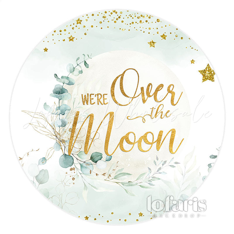 Lofaris Mint Green We Are Over The Moon Circle Cute Backdrop