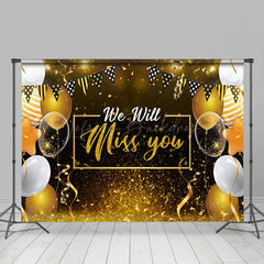 Lofaris Miss You Glitter Balloons Ribbon Retirement Backdrop