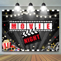 Lofaris Moive Night Black Red Lights Party Backdrop for Birthday