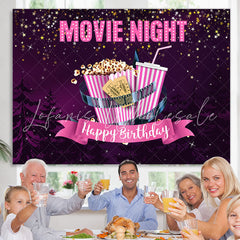 Lofaris Moive Night Purple Sky with Stars Birthday Backdrop
