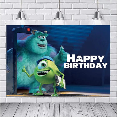 Monsters Inc. birthday banner.