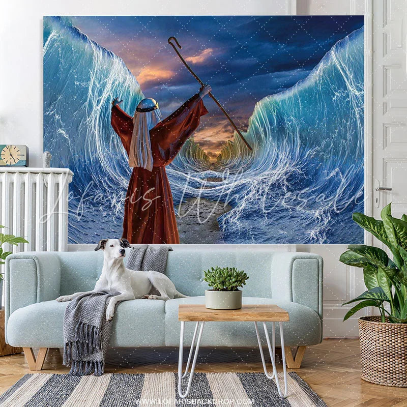 Lofaris Moses Divide The Red Sea Jews Pesach Party Backdrop