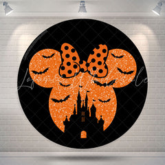 Lofaris Mousehead With Bat Castle Halloween Round Backdrop