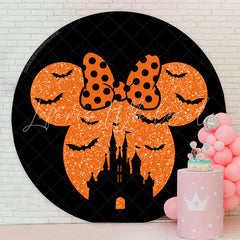 Lofaris Mousehead With Bat Castle Halloween Round Backdrop