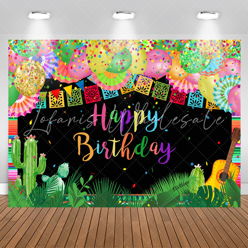 Lofaris Multicolor Mexican Happy Birthday Backdrop Decor