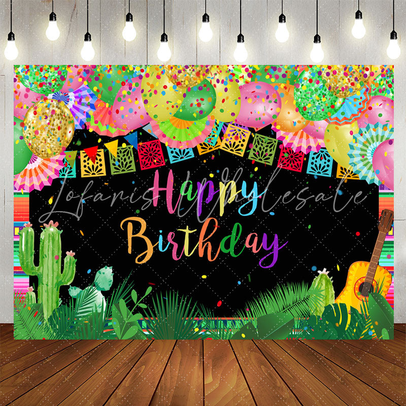Lofaris Multicolor Mexican Happy Birthday Backdrop Decor