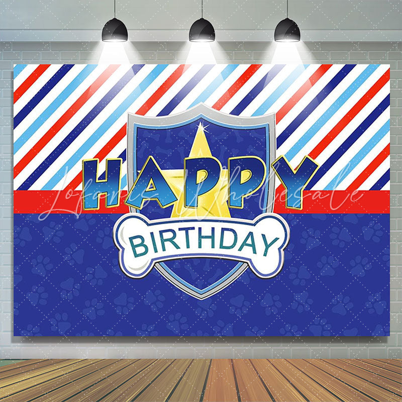 Lofaris Multicolor Stripes Blue Dog Paws Birthday Backdrop