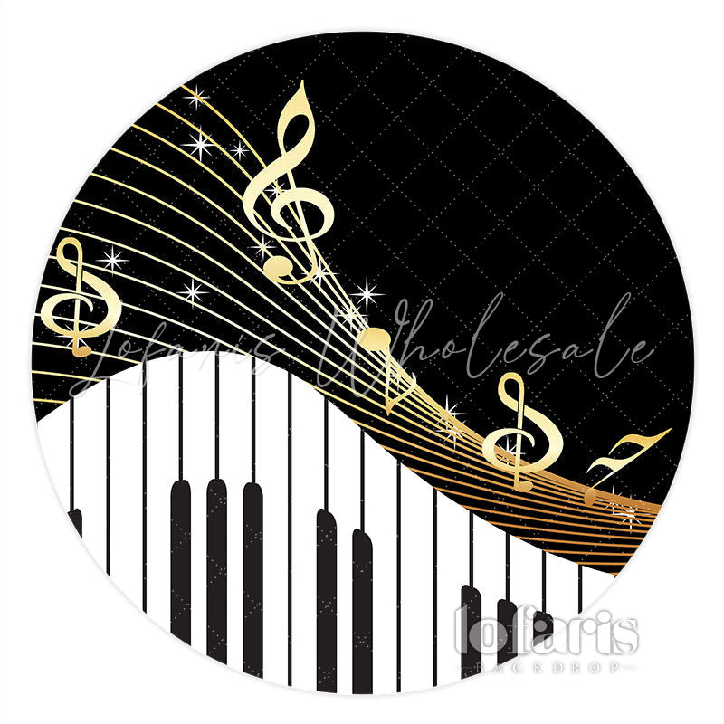 Lofaris Musical Notes Piano Theme Happy Birthday Round Backdrop