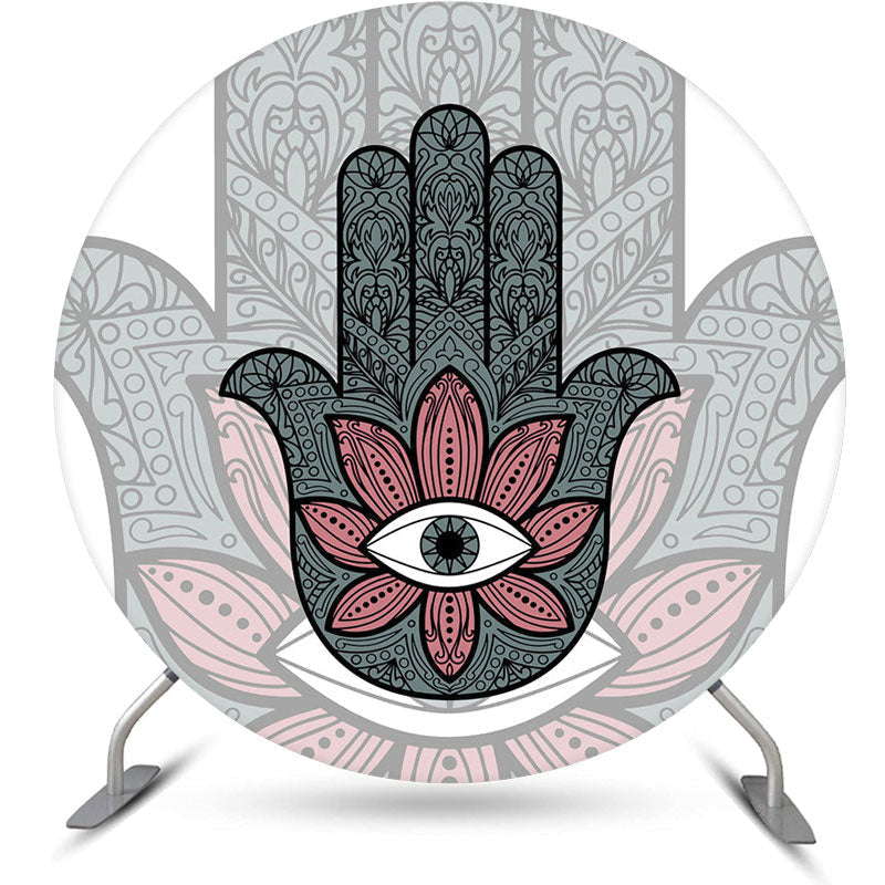 Lofaris Mysterious Boho Hamsa Hand Round Birthday Backdrop