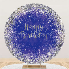 Lofaris Navy Blue And Silver Circle Happy Birthday Backdrop