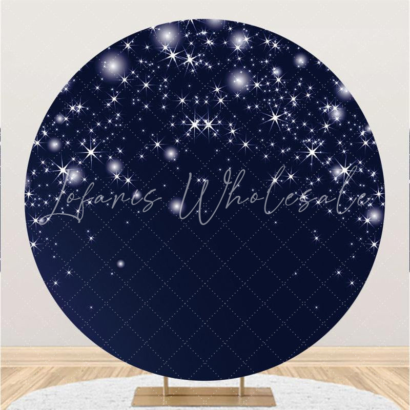 Lofaris Navy Blue Light Bokeh Round Birthday Party Backdrop