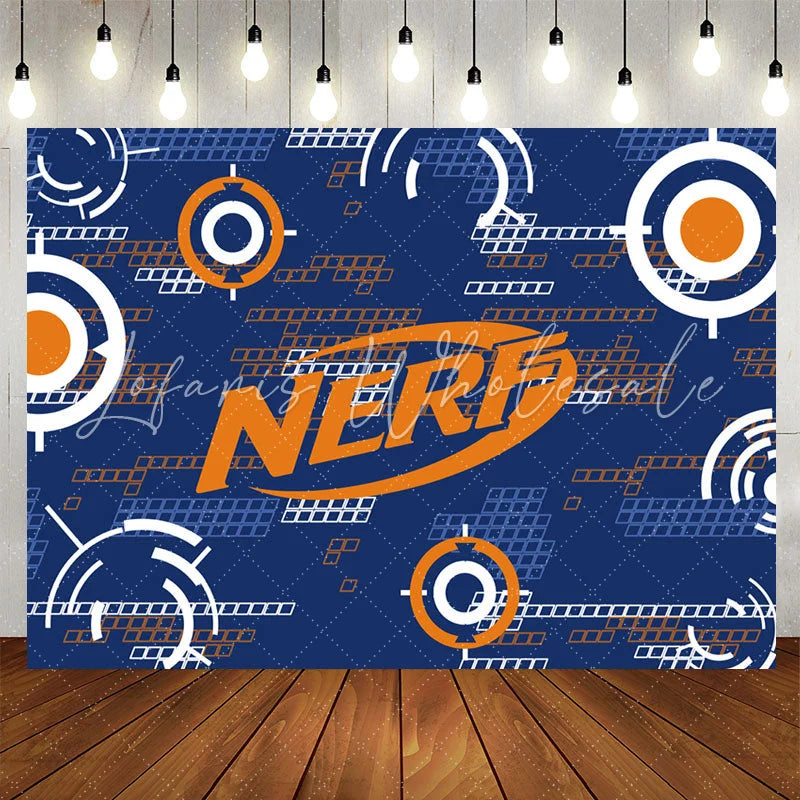 Lofaris Blue Orange Nerf Theme Game Party Backdrop For Boy