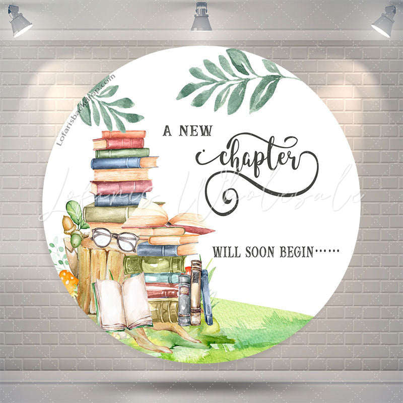 Lofaris New Chapter Will Soon Begin Round Baby Shower Backdrop
