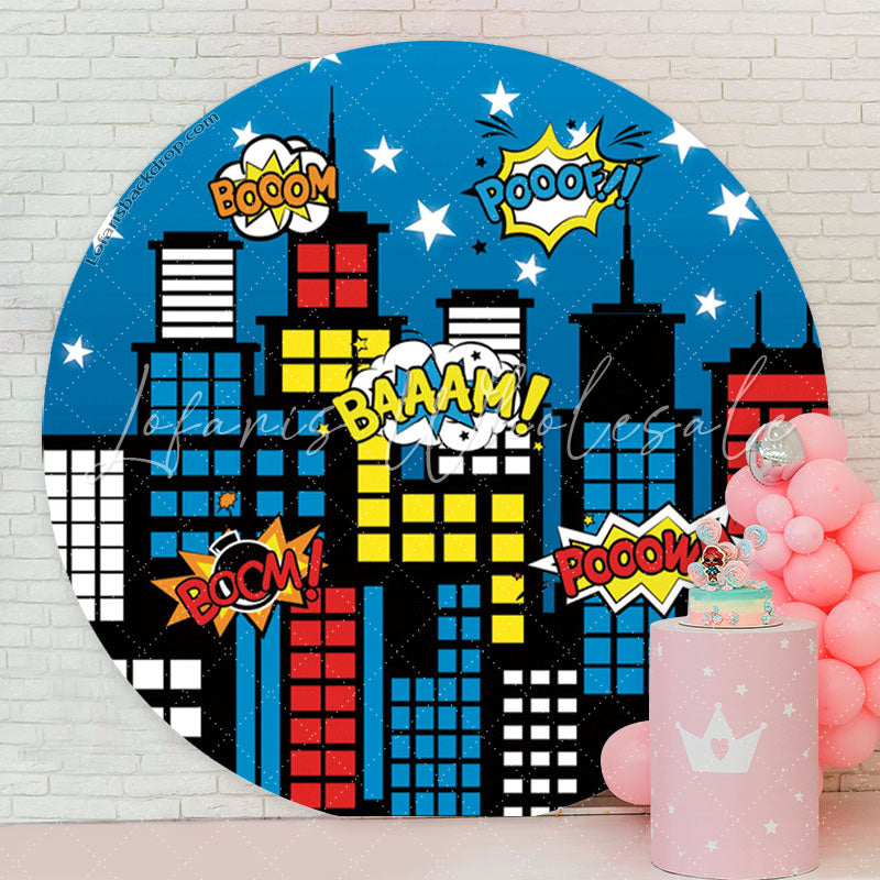 Lofaris Night City Building Personalized Round Backdrop