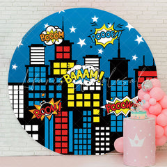 Lofaris Night City Building Personalized Round Backdrop