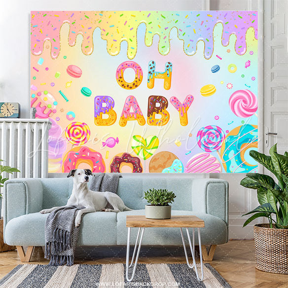 Lofaris Oh Baby Dessert And Candy Gender Reveal Backdrop
