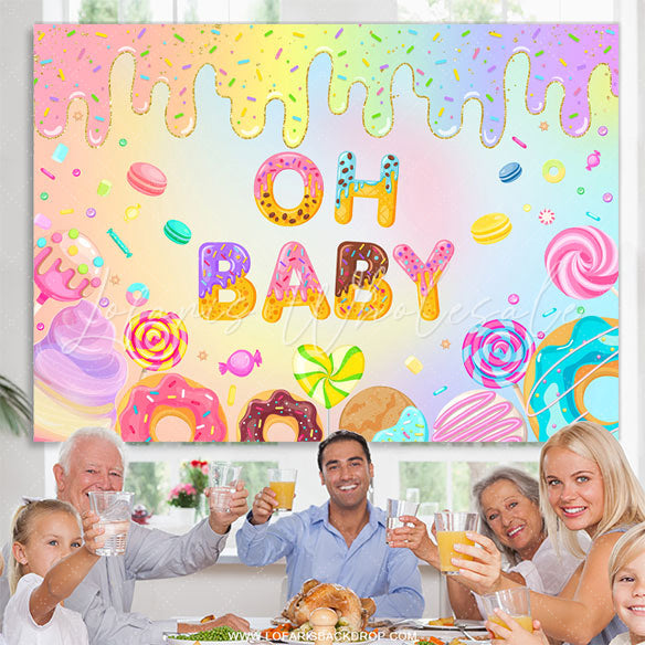 Lofaris Oh Baby Dessert And Candy Gender Reveal Backdrop