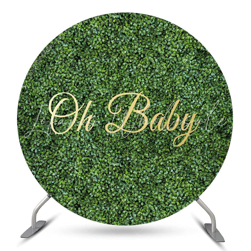 Lofaris Oh Baby Greenery Round Gender Reveal Backdrop Cover