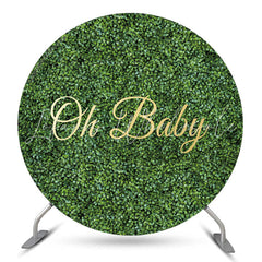 Lofaris Oh Baby Greenery Round Gender Reveal Backdrop Cover