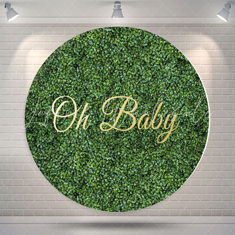 Lofaris Oh Baby Greenery Round Gender Reveal Backdrop Cover