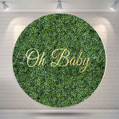 Lofaris Oh Baby Greenery Round Gender Reveal Backdrop Cover