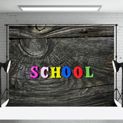 Lofaris Old Wood Plank Texture Rainbow Back To School Backdrop